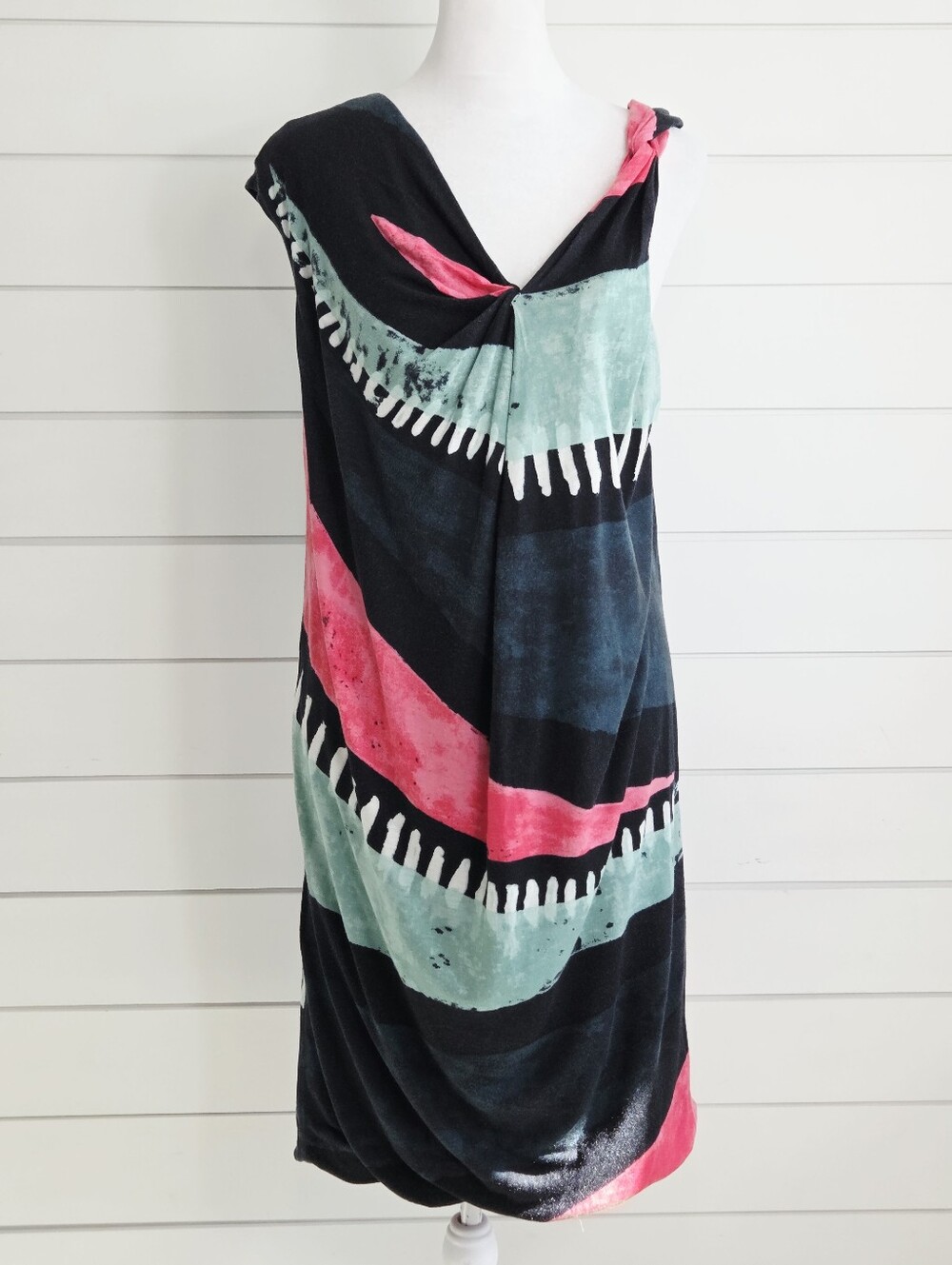 RACHEL Rachel Roy One-Shoulder Black Dress with Pink and Mint Green Accents